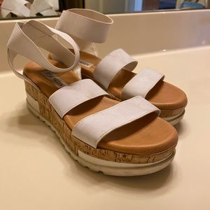 Steve Madden white platform sandals